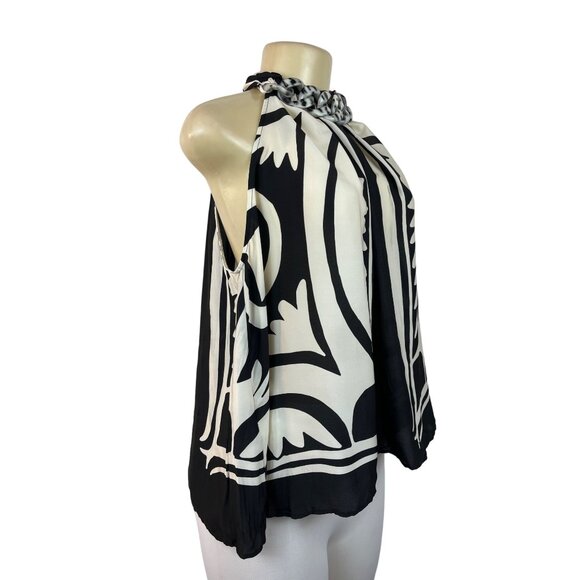 Mango Women's Black and White Halter Blouse Sz 4 (Eu 36) - NWT - Picture 2 of 10